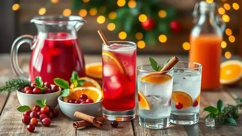 Ingredientes do coquetel de Natal sem álcool para crianças Ingredientes do coquetel de Natal sem álcool para crianças