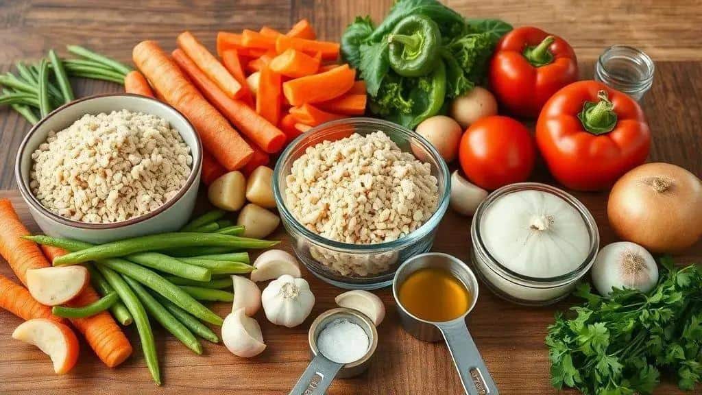 Ingredientes do ensopado de legumes com soja