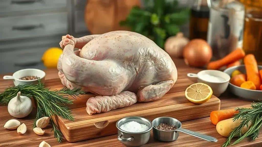 Ingredientes do frango assado com ervas