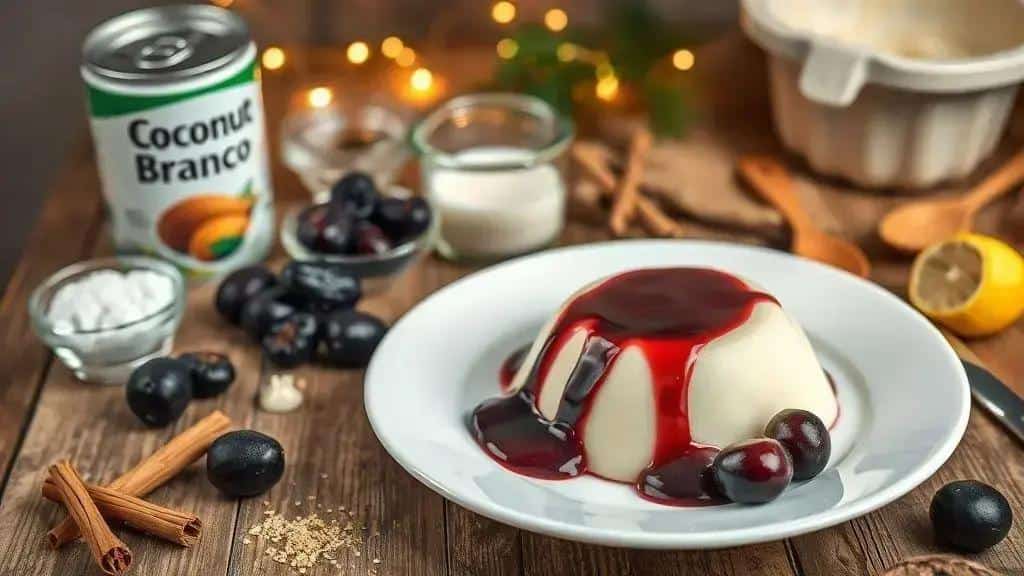 Ingredientes do manjar branco de natal com calda de ameixa