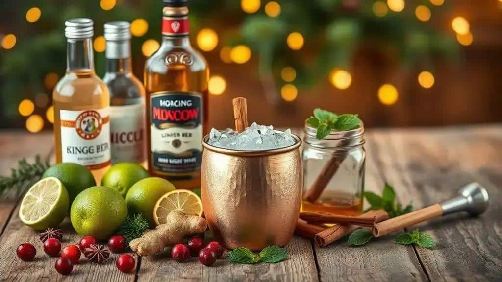 Ingredientes do Moscow Mule natalino