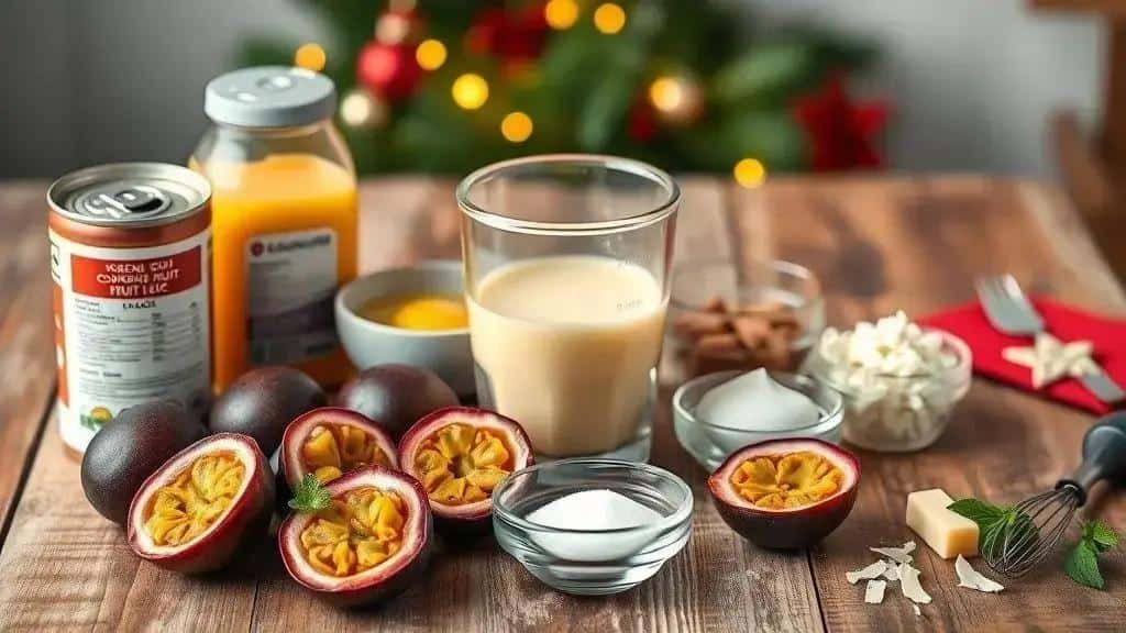 Ingredientes do mousse de maracujá de Natal fácil
