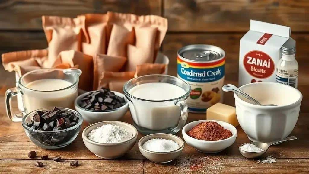 Ingredientes do pavê de chocolate cremoso