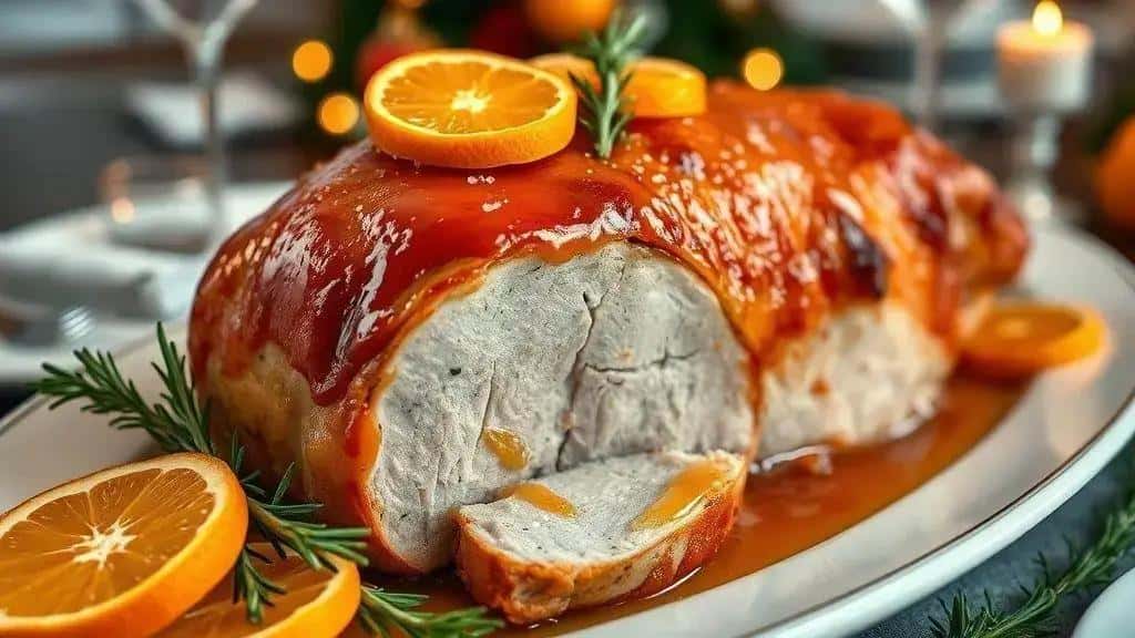 Lombo de Porco Assado ao Molho de Laranja