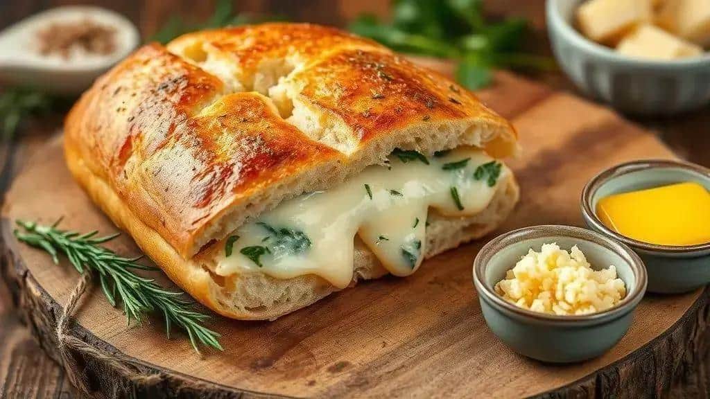 Pão Recheado com Queijo e Ervas para Entrada da Ceia