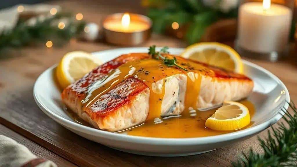 Salmão Assado com Molho de Maracujá para Ceia Leve