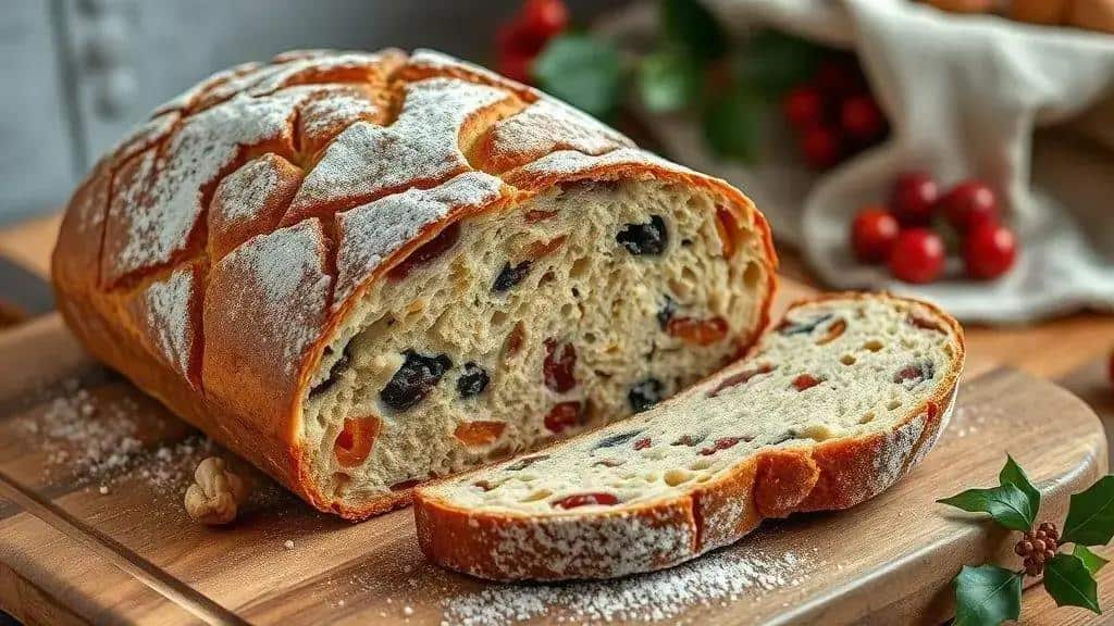 Stollen (Pão Doce Alemão) com Frutas Cristalizadas