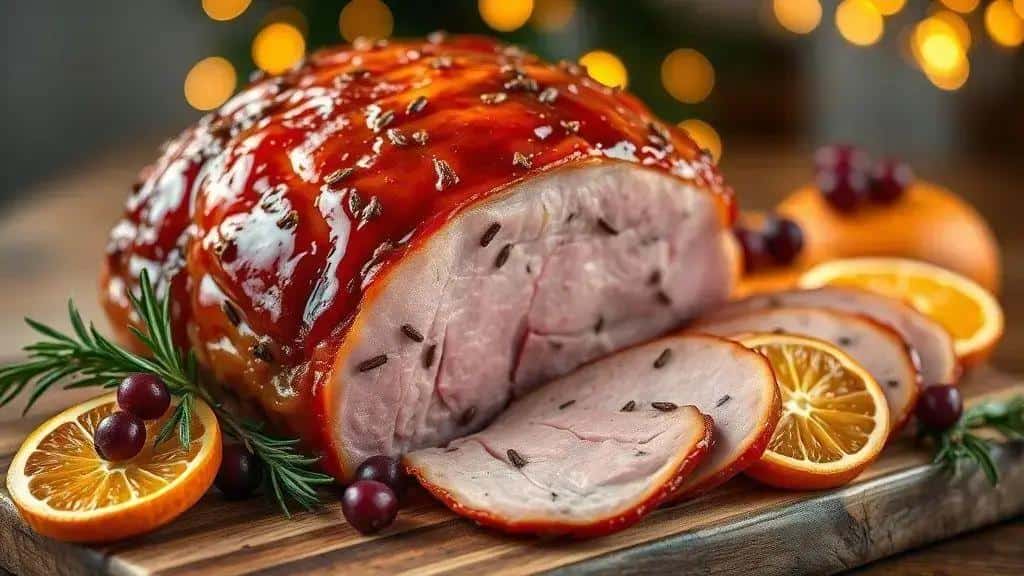Tender de Natal Glaceado com Mel e Cravo
