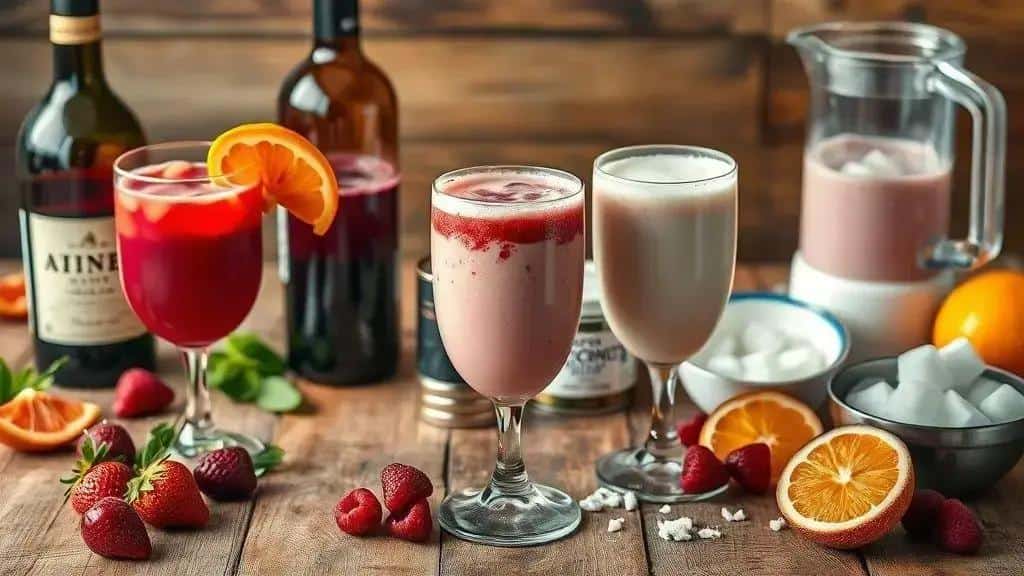 Variações da batidinha de vinho cremosa (versões sem álcool e frutadas)