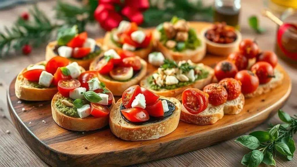 Variações da bruschetta caprese natalina