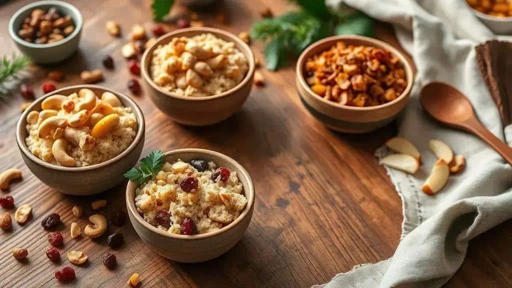 Variações da farofa natalina com castanhas (vegana, com frutas)