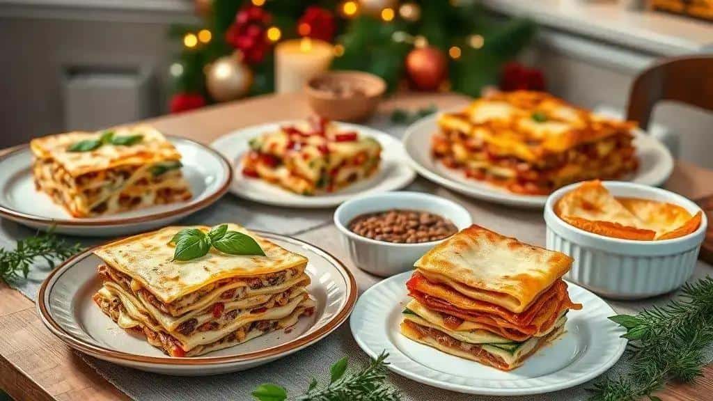 Variações da lasanha vegetariana natalina