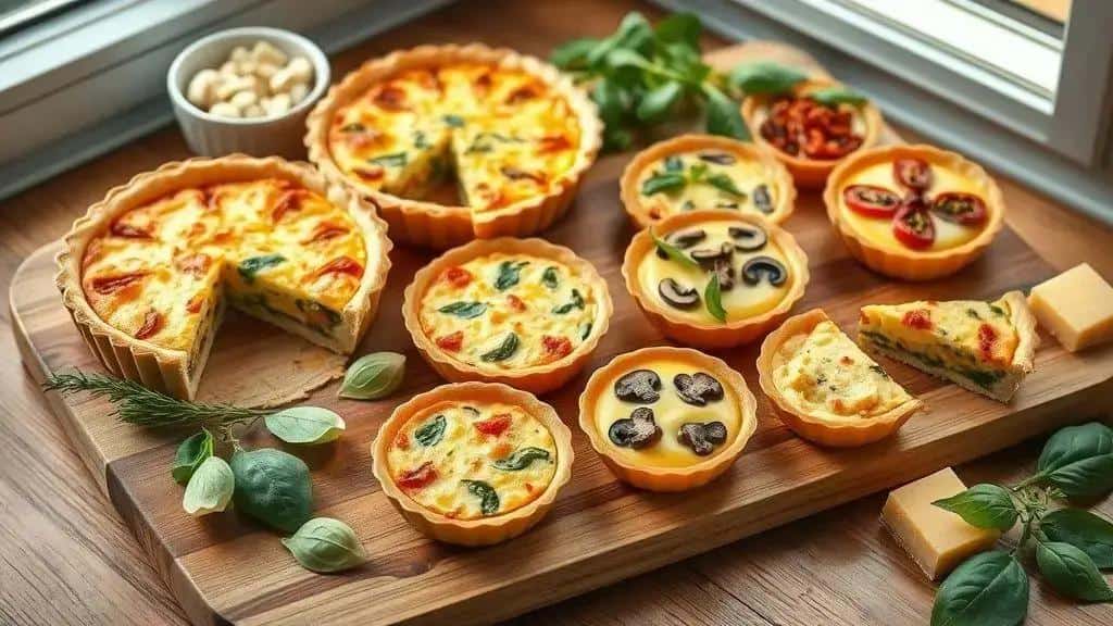 Variações da quiche de palmito e queijo