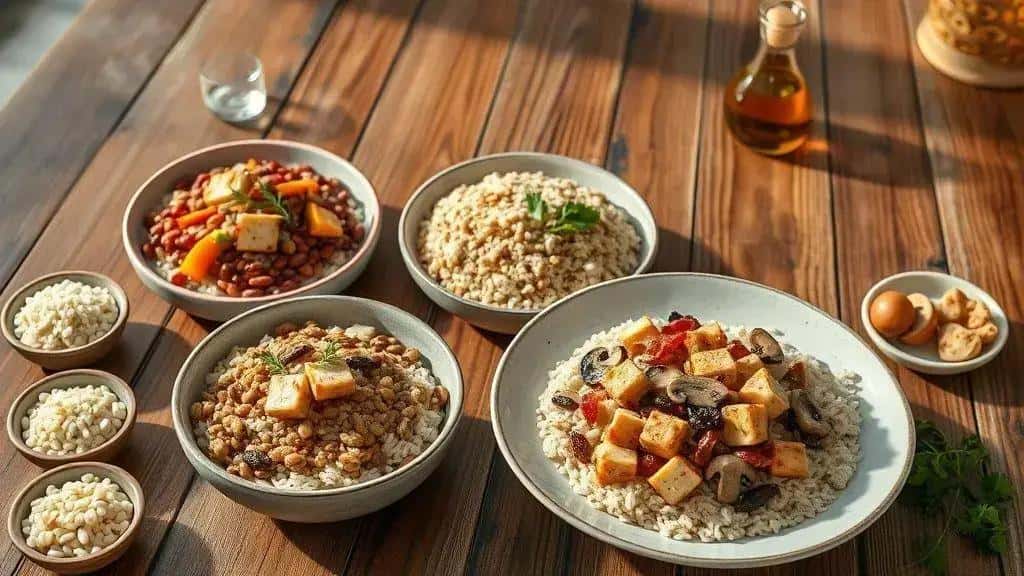 Variações da receita Arroz com Lentilha e Calabresa (versões vegana e sem calabresa)