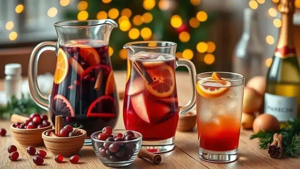 Variações da receita de sangria de Natal (versões sem álcool e aromatizadas)