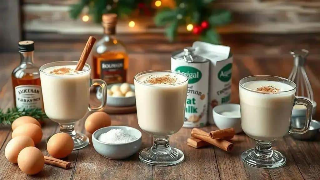 Variações da receita Eggnog: alcoólica, sem álcool e vegana