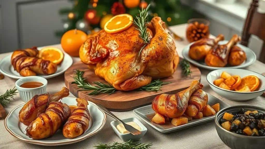 Variações da receita frango assado natalino (opções econômicas e festivas)