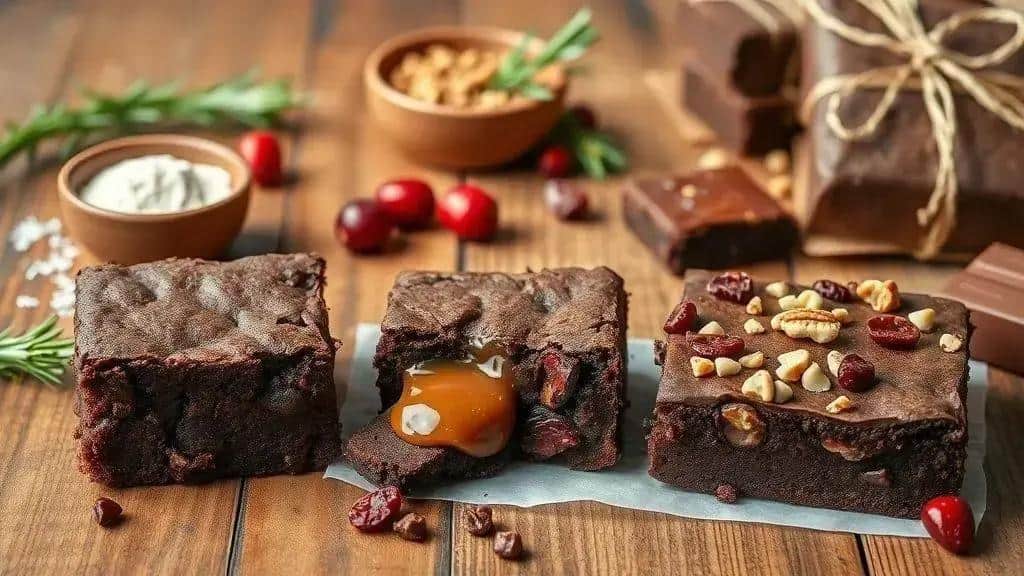 Variações do Brownie de Natal (gluten-free, recheado, vegano)