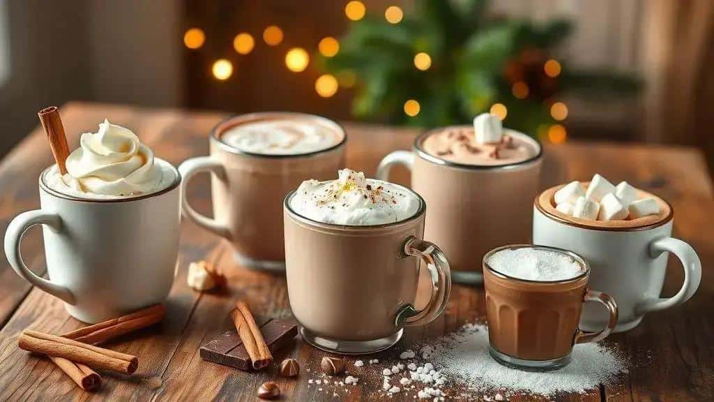 Variações do chocolate quente cremoso de natal
