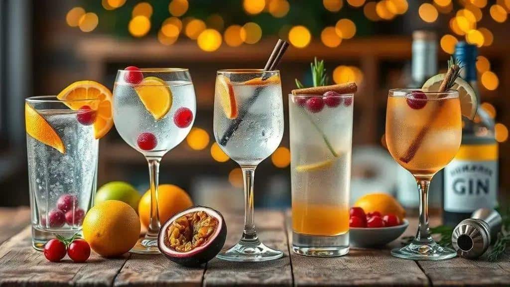 Variações do Drink Natalino com Gin e Frutas Cítricas