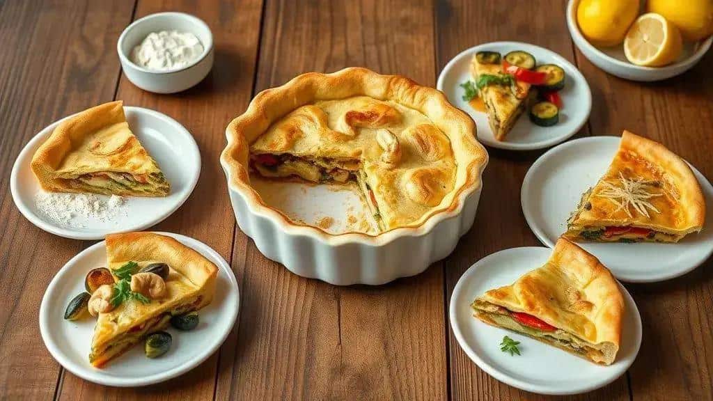 Variações do empadão de palmito vegano