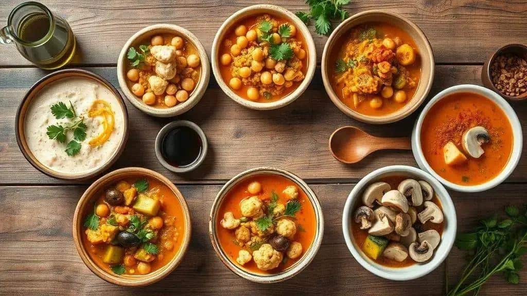 Variações do ensopado de legumes com soja