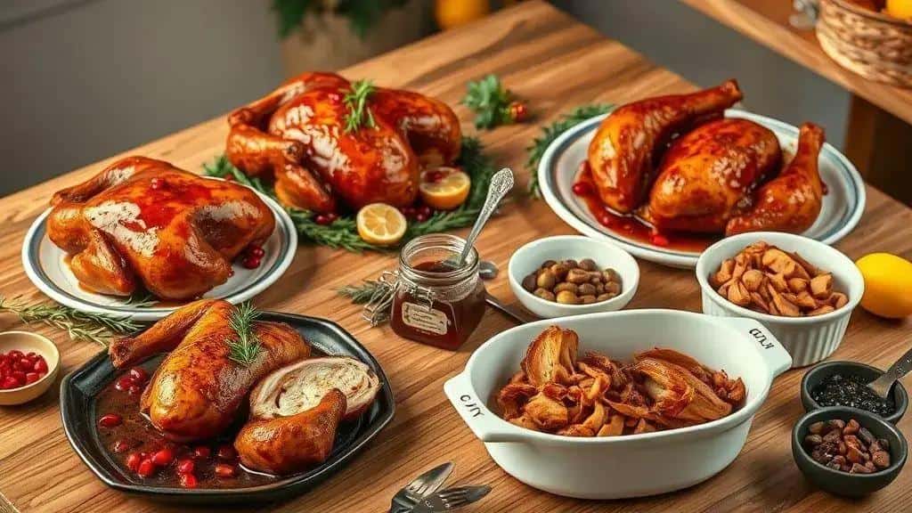 Variações do Frango assado com molho de romã