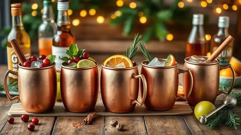 Variações do Moscow Mule natalino (incluindo sem álcool)
