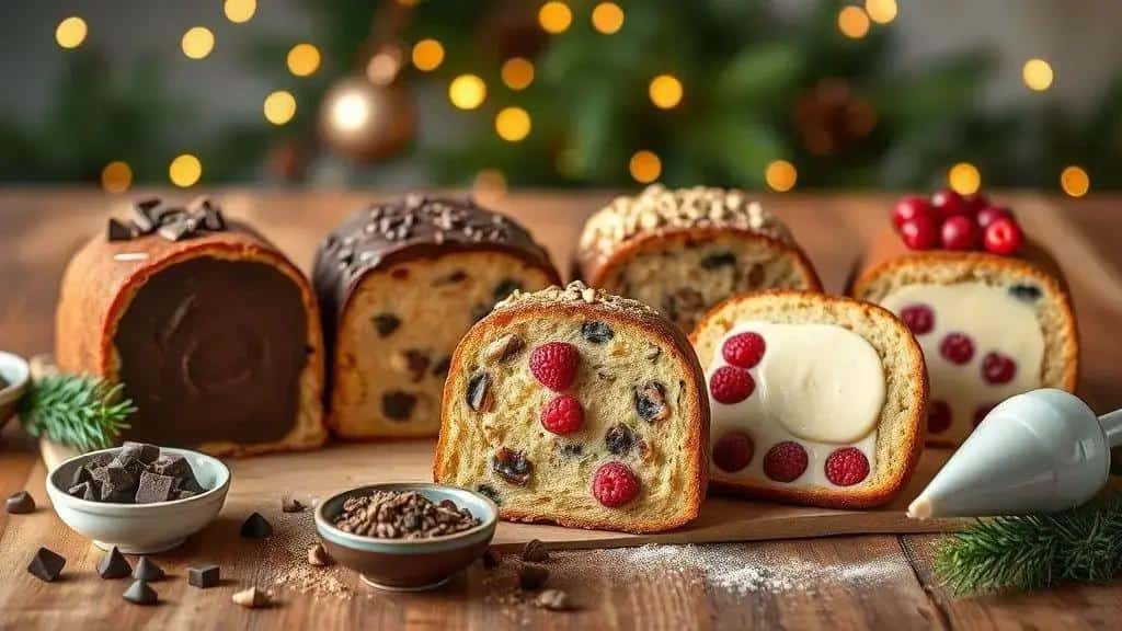 Variações do panetone recheado com creme de chocolate Variações do panetone recheado com creme de chocolate