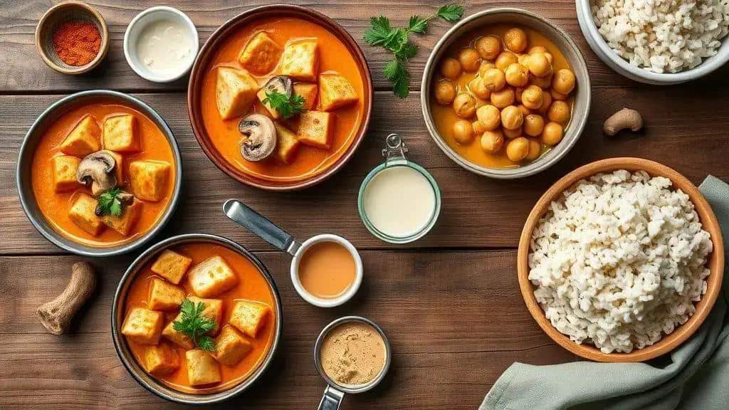 Variações do strogonoff vegano de proteína