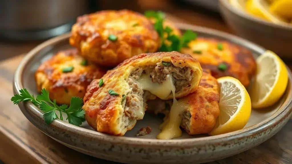 Bolinho de Linguiça com Queijo Derretido