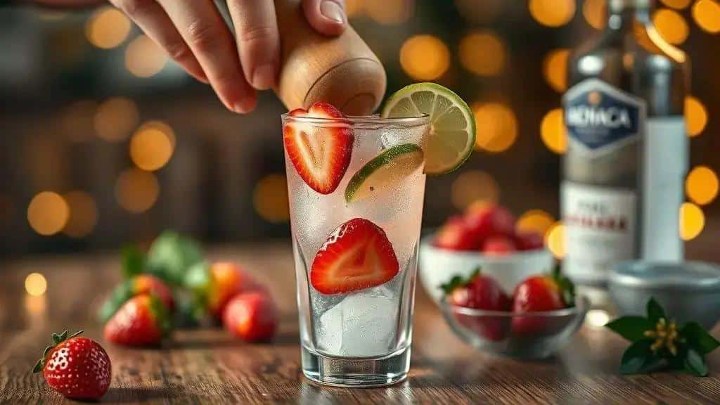 Como preparar a receita Caipirinha de Morango para festa de fim de ano Como preparar a receita Caipirinha de Morango para festa de fim de ano