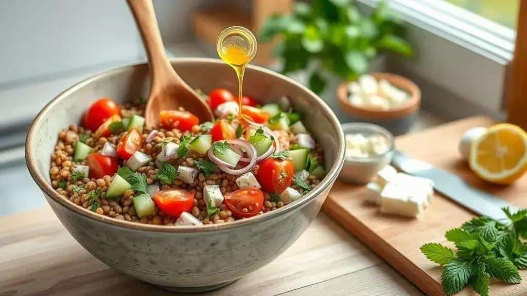 Como preparar a salada de lentilha com hortelã passo a passo