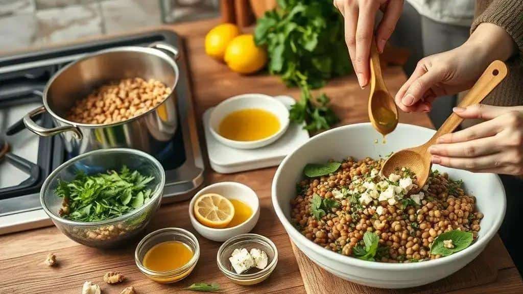 como preparar a salada: lentilha com ervas (passo a passo)