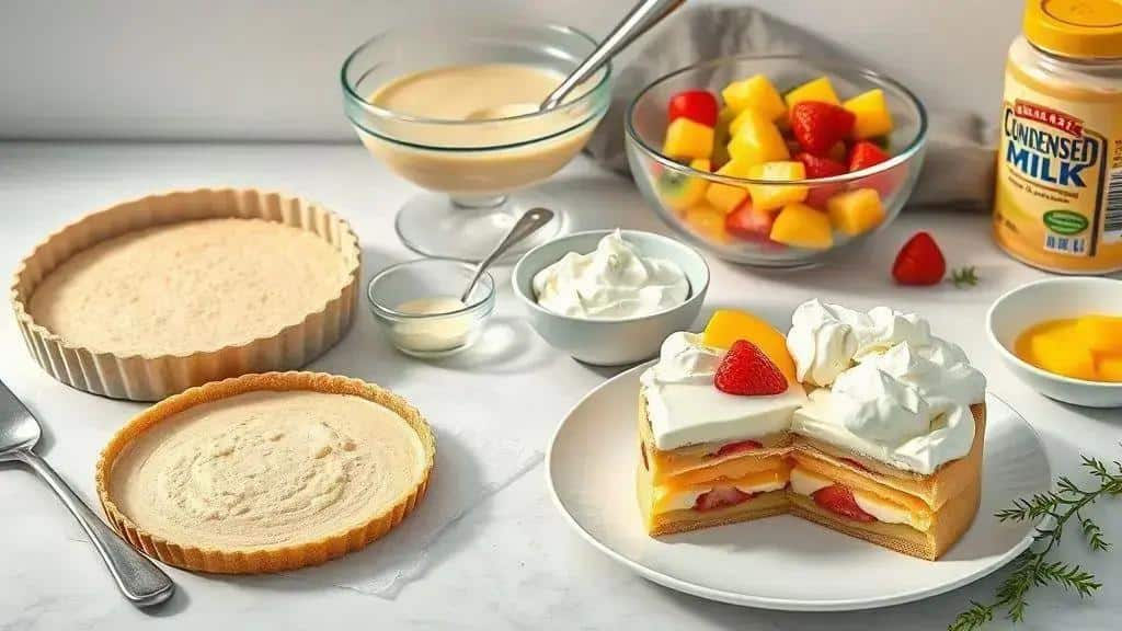 Como preparar a torta de leite condensado com frutas passo a passo