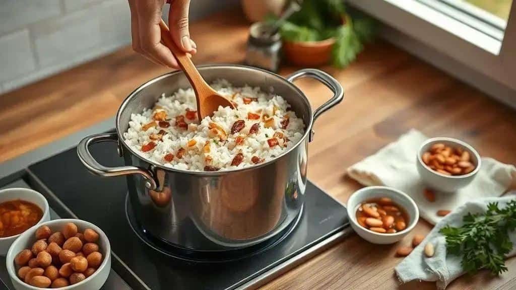 Como preparar Arroz Natalino com Castanhas Como preparar Arroz Natalino com Castanhas