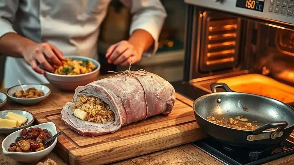 Como preparar lombo recheado clássico com farofa Como preparar lombo recheado clássico com farofa