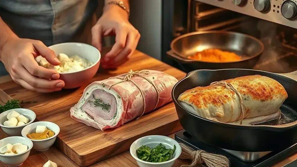 Como preparar lombo recheado com queijo e ervas Como preparar lombo recheado com queijo e ervas