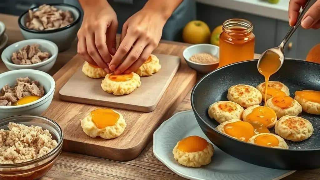Como preparar o bolinho de pernil com geleia de maçã