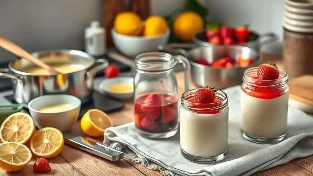 Como preparar panna cotta de limão com morango Como preparar panna cotta de limão com morango