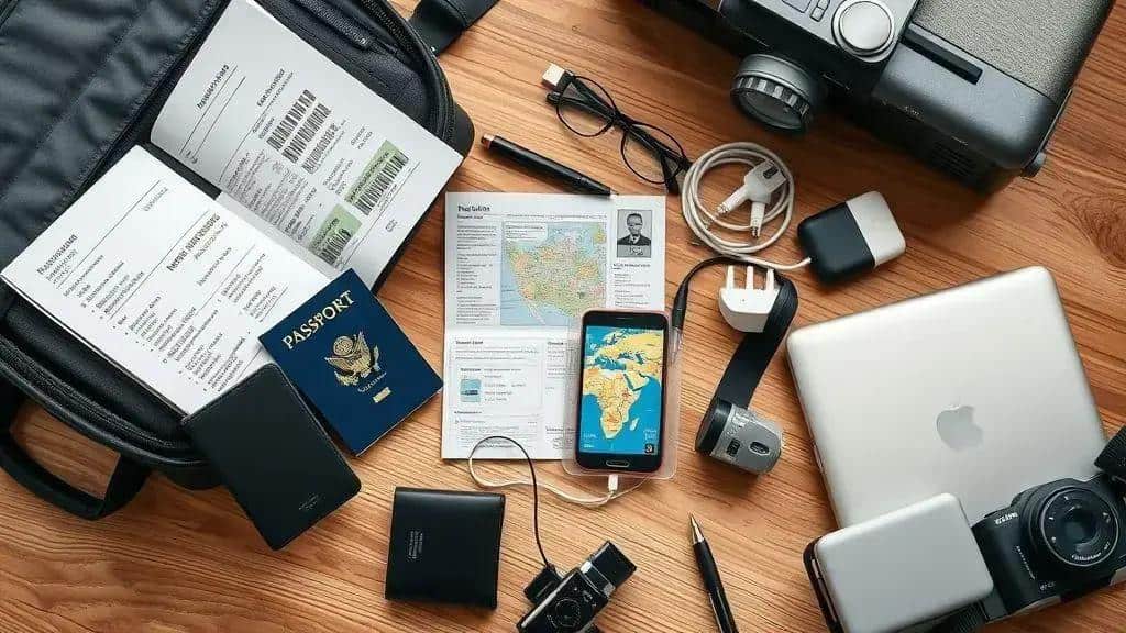 Documentos, eletrônicos e itens de viagem indispensáveis