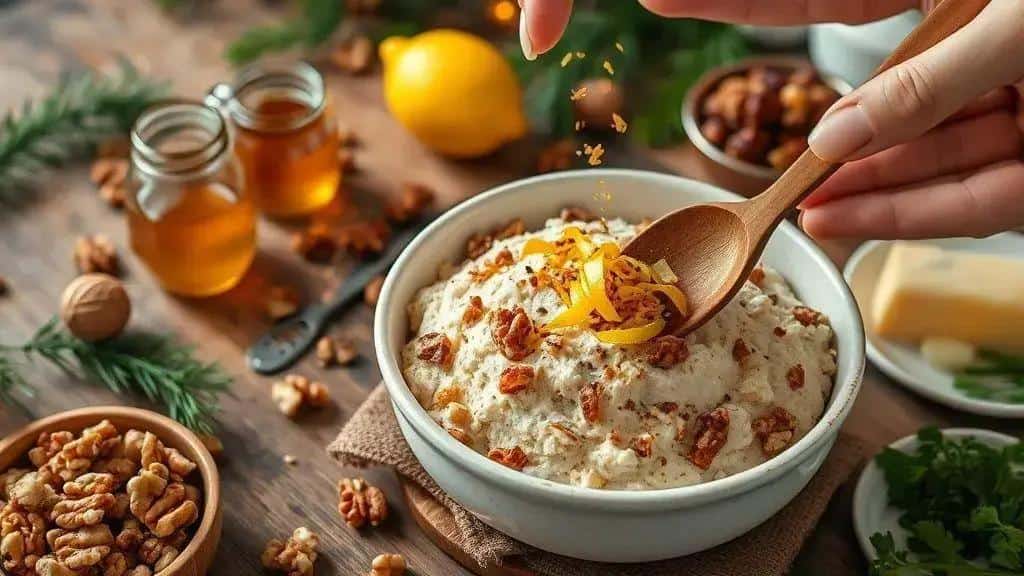 Farofa de nozes com mel e toque cítrico