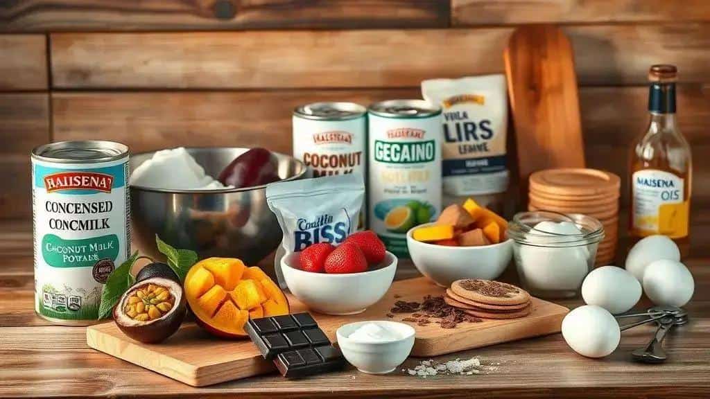 ingredientes básicos e substituições para sobremesas geladas