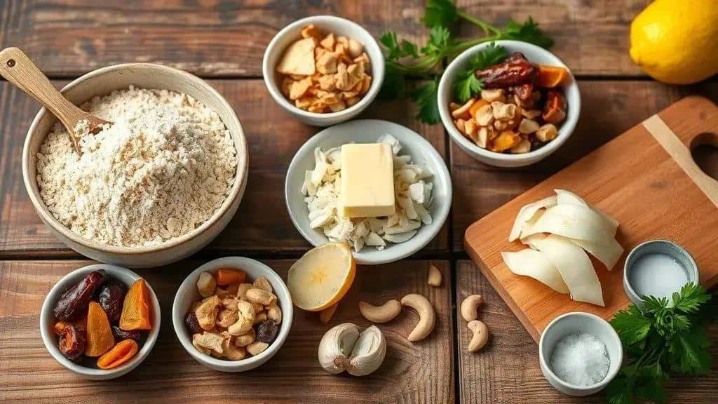 Ingredientes da farofa de frutas secas