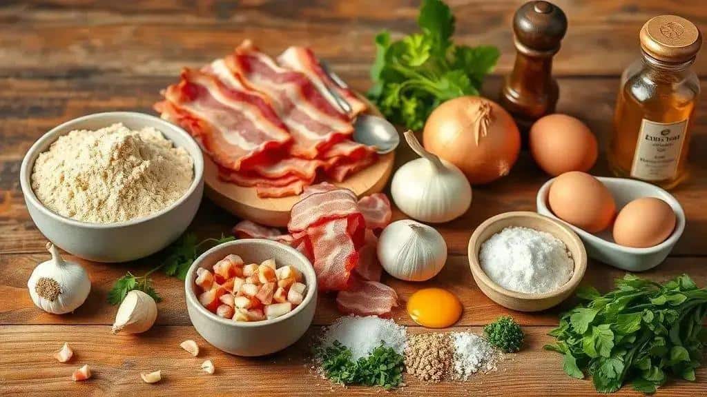 Ingredientes da farofa tradicional com bacon