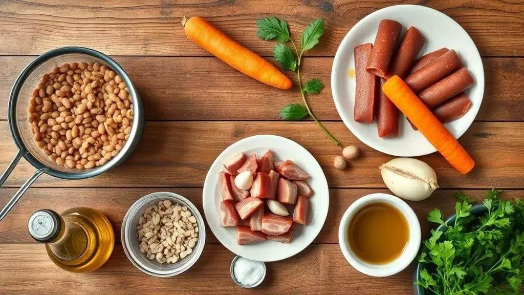 Ingredientes da lentilha para o ano novo