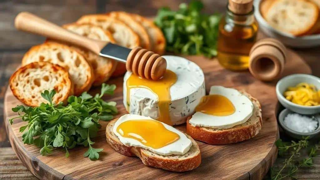 Ingredientes da receita Bruschettas de Queijo de Cabra e Mel