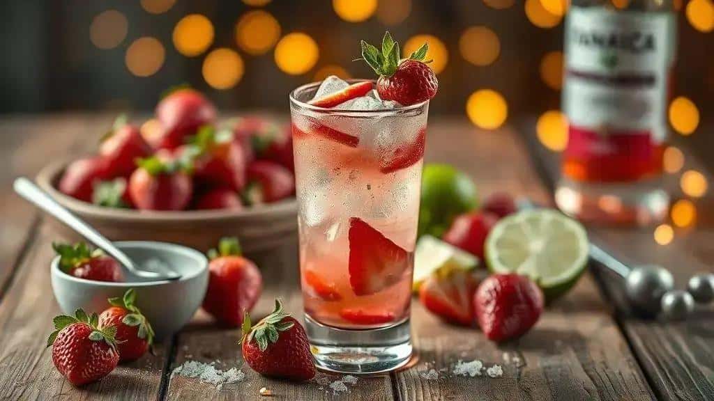 Ingredientes da receita Caipirinha de Morango para festa de fim de ano Ingredientes da receita Caipirinha de Morango para festa de fim de ano