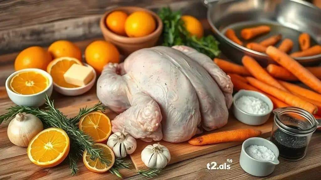 Ingredientes da receita: frango assado com ervas cítricas Ingredientes da receita: frango assado com ervas cítricas
