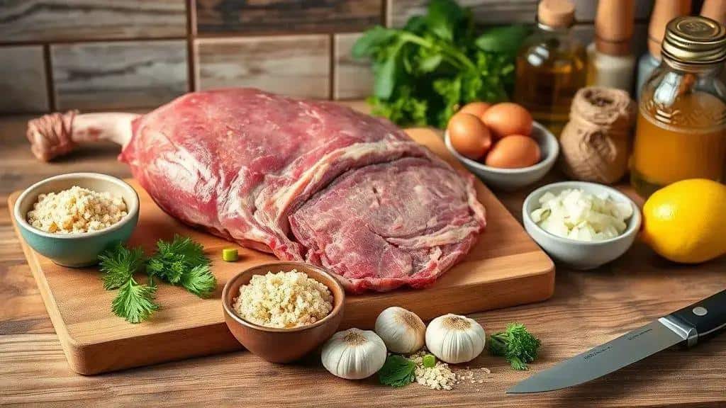 Ingredientes da receita maminha recheada com farofa